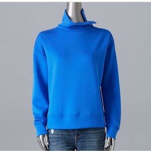Simply Vera Vera Wang Snap Mock Neck Cerulean Blue Women's Sweatshirt size L